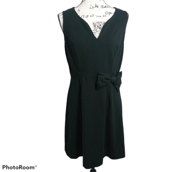 Ava By Le Tote Black Sleeveless Dress Waist Bow Cocktail LBD Size L - Picture 1 of 9